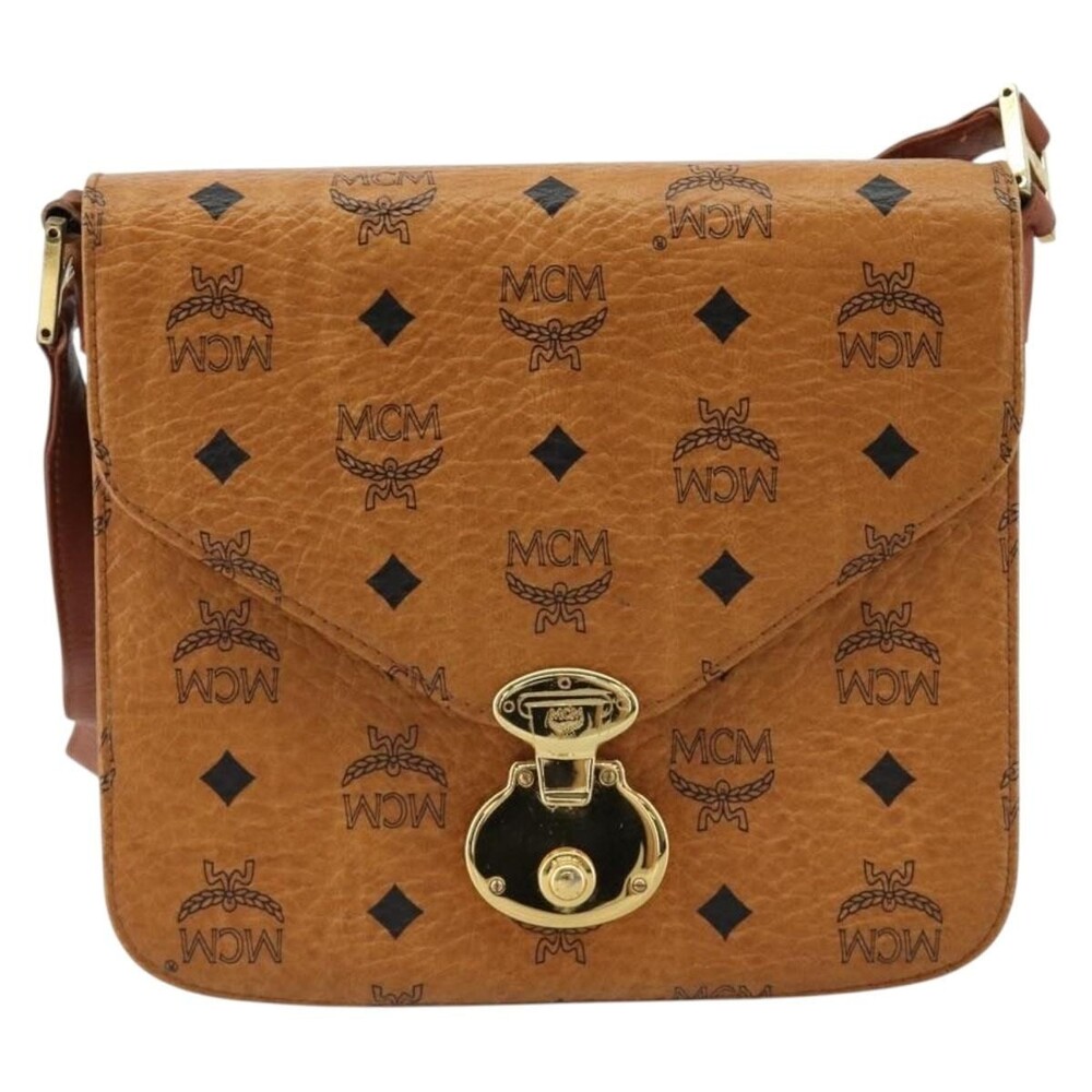 MCM Visetos Logogram Shoulder Bag Brown